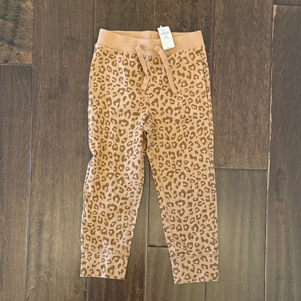 NWT GAP Girls' Tan Leopard Cotton Print Joggers
